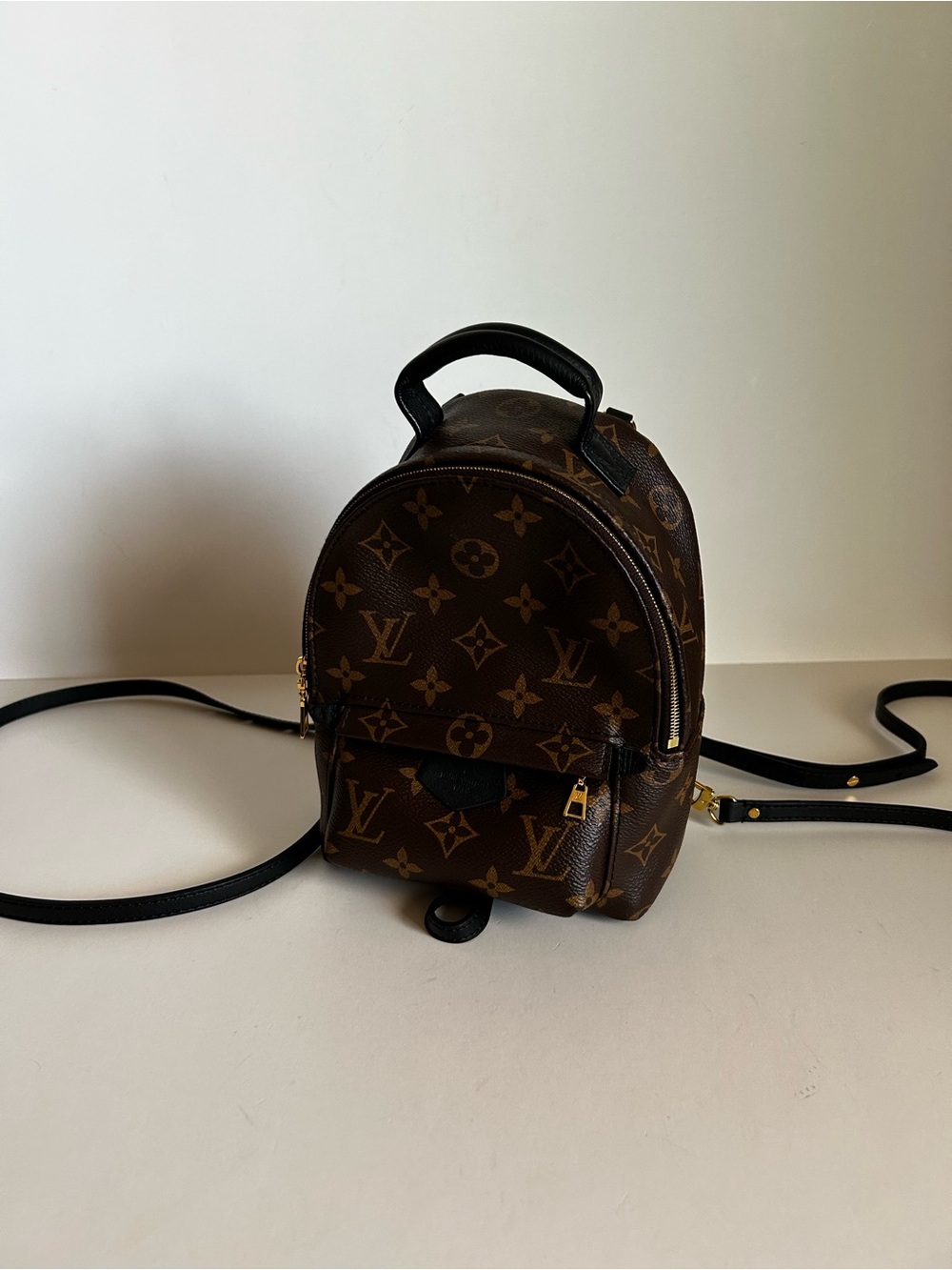 Louis Vuitton Brown Monogram Mini Backpack with Black Straps and Gold Hardware